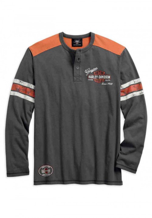 Harley-Davidson Hommes Genuine Oil Can manches longues Henley  Asphalt 99064-18VM