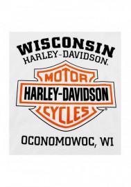 Harley-Davidson Hommes Orange Elongated Bar & Shield White T-Shirt 30291967