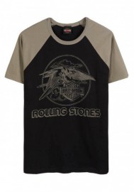 Harley-Davidson Hommes Rolling Stones Jet Eagle manches courtes Raglan Tee Shirt - Noir 30298887
