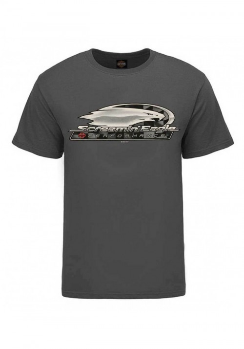 Harley-Davidson Hommes Performance Eagle manches courtes col rond Tee Shirt  Gray R003405