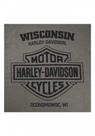 Harley-Davidson Hommes Operative manches longues col rond Cotton Shirt Charcoal 30292328