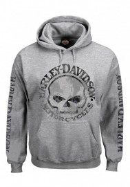 Harley-Davidson Hommes Sweatshirt Willie G Skull Gray Sweat à capuche 30296654