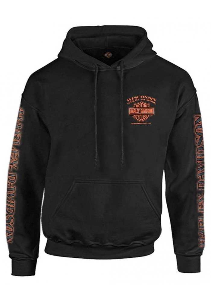 Harley-Davidson Hommes Eagle Piston manches longues Pullover Sweat à capuche Noir 30299949