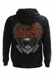 Harley-Davidson Hommes Eagle Piston manches longues Pullover Sweat à capuche Noir 30299949