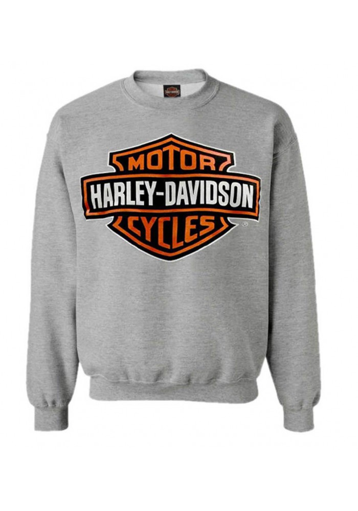 Harley-Davidson Mens Bar & Shield manches longues col rond Fleece Sweatshirt Gray 30293968