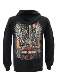 Harley-Davidson Hommes Custom Freedom Fleece Pullover Sweat à capuche - Solid Noir 30298999