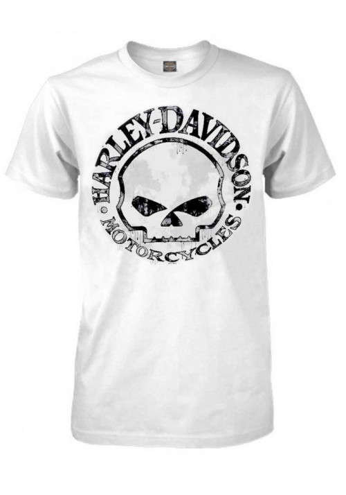 Harley-Davidson Hommes T-Shirt  Willie G Skull manches courtes Tee Shirt  White 30296643