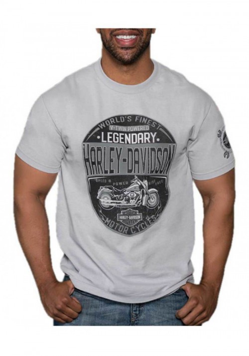 Harley-Davidson Hommes Rumble Defenders manches courtes col rond T-Shirt  Silver 30297439
