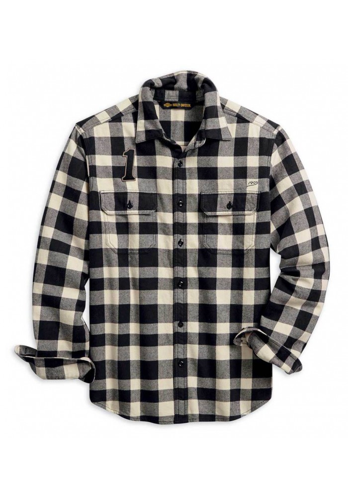 Harley-Davidson Hommes Buffalo Plaid Button Front manches longues Shirt 96010-20VM