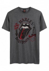 Harley-Davidson Hommes Rolling Stones Highway manches courtes col rond Tee Shirt - Gray 30298880