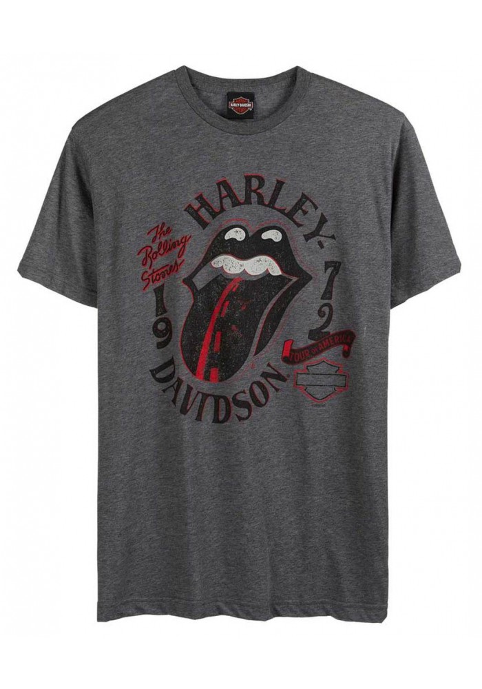 Harley-Davidson Hommes Rolling Stones Highway manches courtes col rond Tee Shirt - Gray 30298880