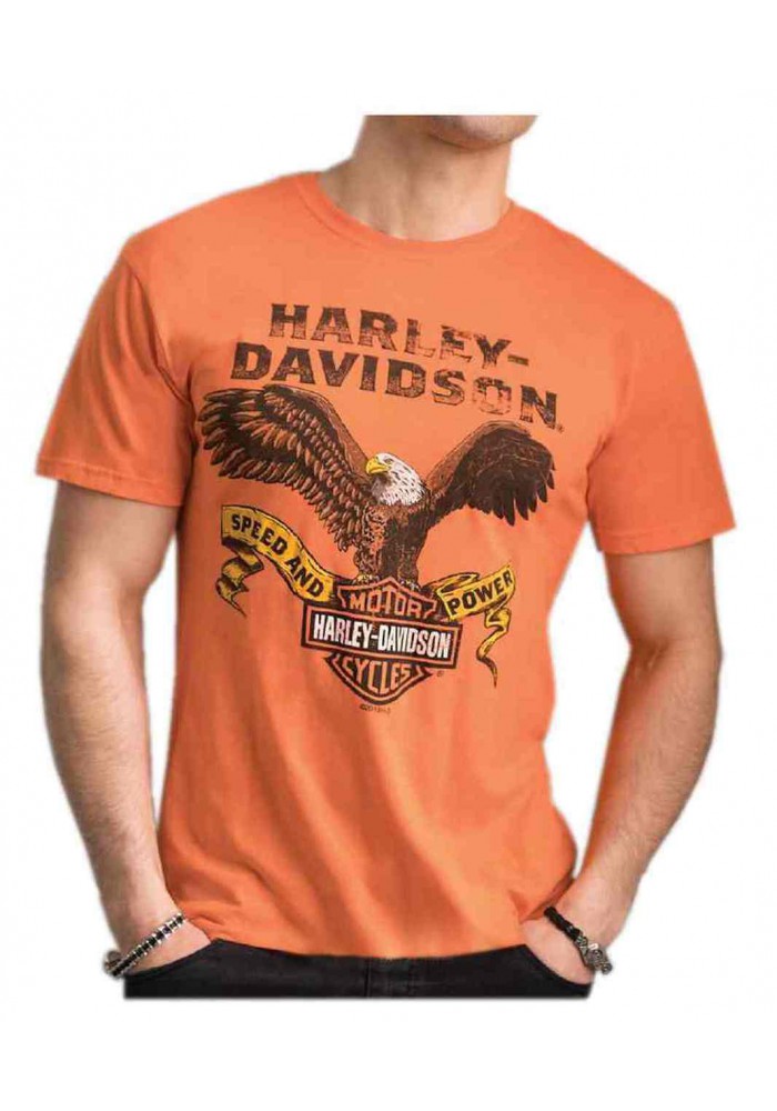Harley-Davidson Hommes Distressed Regal Eagle Tri-Blend manches courtes Tee Shirt Orange 30292287