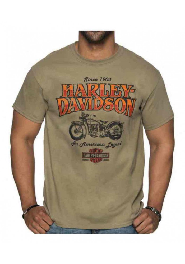 Harley-Davidson Hommes Abyss col rond manches courtes Cotton T-Shirt - Tan 30292388