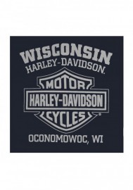 Harley-Davidson Hommes Aviator Skull manches longues col rond Shirt Navy Blue 30294688