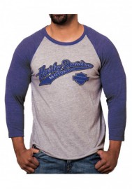 Harley-Davidson Hommes Game Day H-D Raglan 3/4 Sleeve Shirt Blue & Gray Heather 30294484