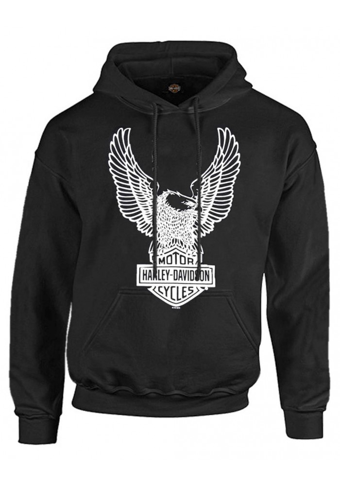 Harley-Davidson Hommes Pullover Sweat à capuche Sweatshirt Eagle à capuche Noir 30296662