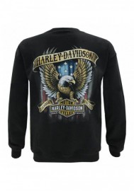 Harley-Davidson Hommes Custom V Eagle Fleece Pullover Crew Sweatshirt - Noir 30298992