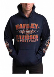 Harley-Davidson Hommes Scorch B&S Pullover Poly-Blend Sweat à capuche - Navy Blue 30292422