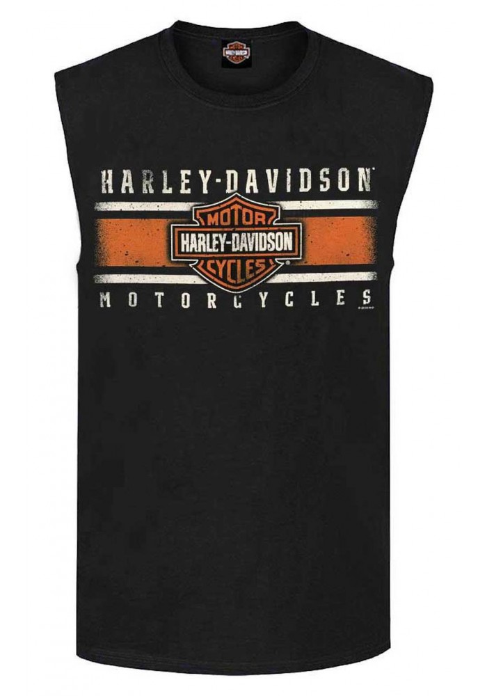 Harley-Davidson Hommes Custom Iconic Sleeveless col rond Muscle Shirt - Noir 30298978